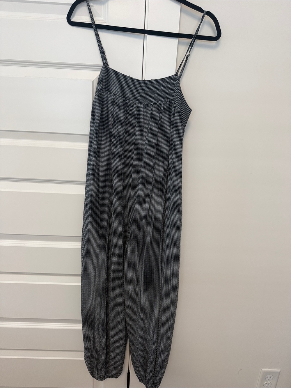 Black & White Check Spaghetti Strap Jumpsuit